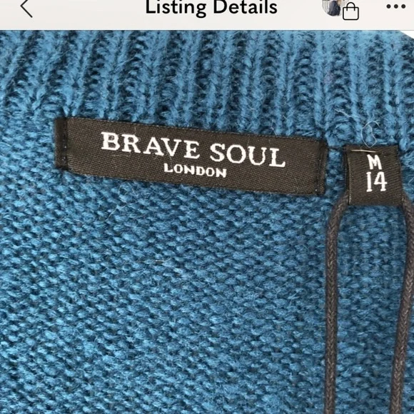 BRAVE SOUL ASOS Blue V-Neck Chevron Jumper Dress M - Picture 8 of 9